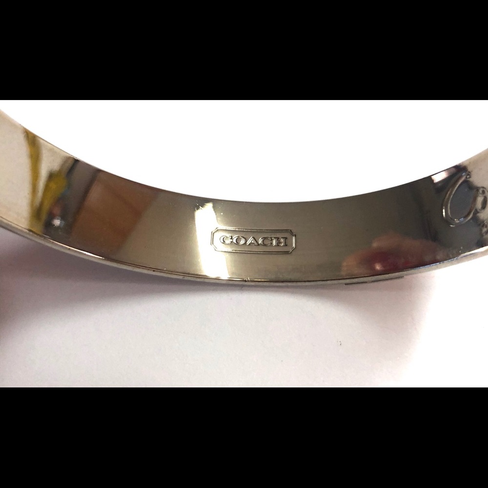Coach Pattern Silver Tone Bangle Bracelet - image 8